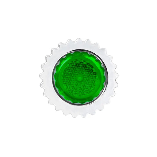 CR. PL. 33MM X 4"H SCREW-ON BULLET FLAT CVR W/GREEN REFL. lug nut Forest Green