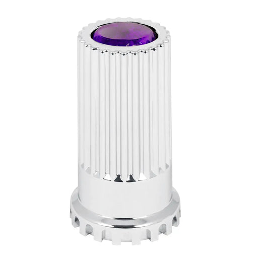 CR. PL. 33MM X 4"H PUSH-ON BULLET FLAT CVR W/PURPLE REFL. lug nut Lavender