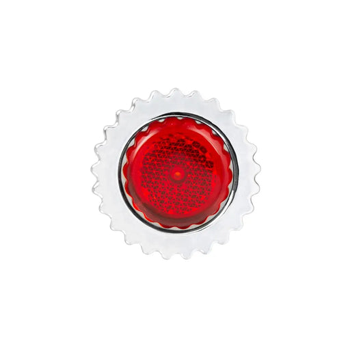 CR. PL. 33MM X 4"H PUSH-ON BULLET FLAT CVR W/RED REFL. lug nut Firebrick