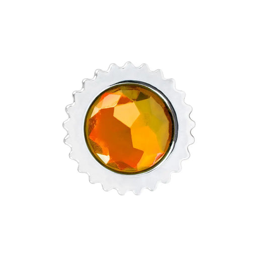 CR. PL. 33MMX-4"H PUSH-ON BULLET FLAT CVR W/AMBER JEWEL lug nut Lavender