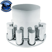 UP-10374 CHROME PLASTIC EXTRA TALL FLAT TOP REAR AXLE COVER WITH 33MM THREAD-ON TALL CYLINDER NUT COVERS AXLE COVER Light Gray