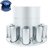 UP-10374 CHROME PLASTIC EXTRA TALL FLAT TOP REAR AXLE COVER WITH 33MM THREAD-ON TALL CYLINDER NUT COVERS AXLE COVER Light Gray