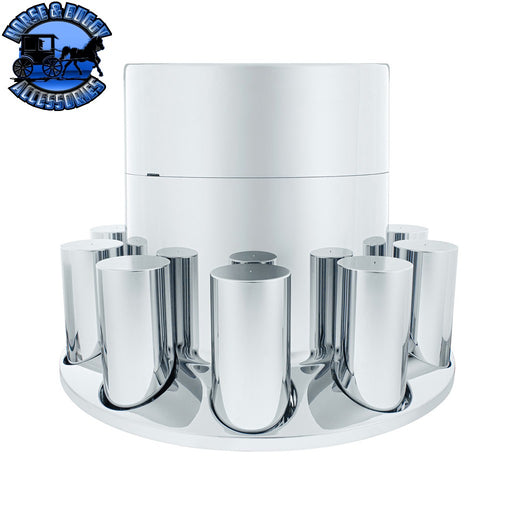 UP-10374 CHROME PLASTIC EXTRA TALL FLAT TOP REAR AXLE COVER WITH 33MM THREAD-ON TALL CYLINDER NUT COVERS AXLE COVER Light Gray