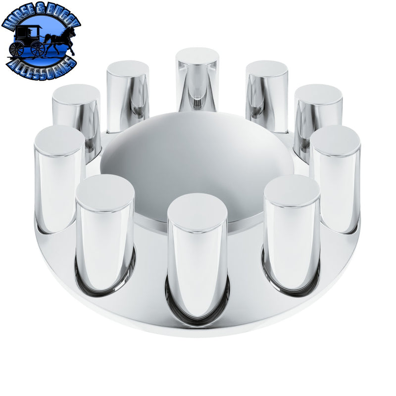 UP-10375 Chrome Plastic Dome Front Axle Cover With 33mm Standard Thread-On Tall Cylinder Nut Covers