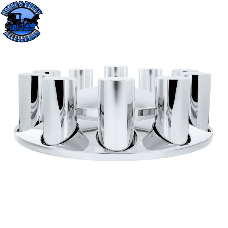 UP-10375 Chrome Plastic Dome Front Axle Cover With 33mm Standard Thread-On Tall Cylinder Nut Covers
