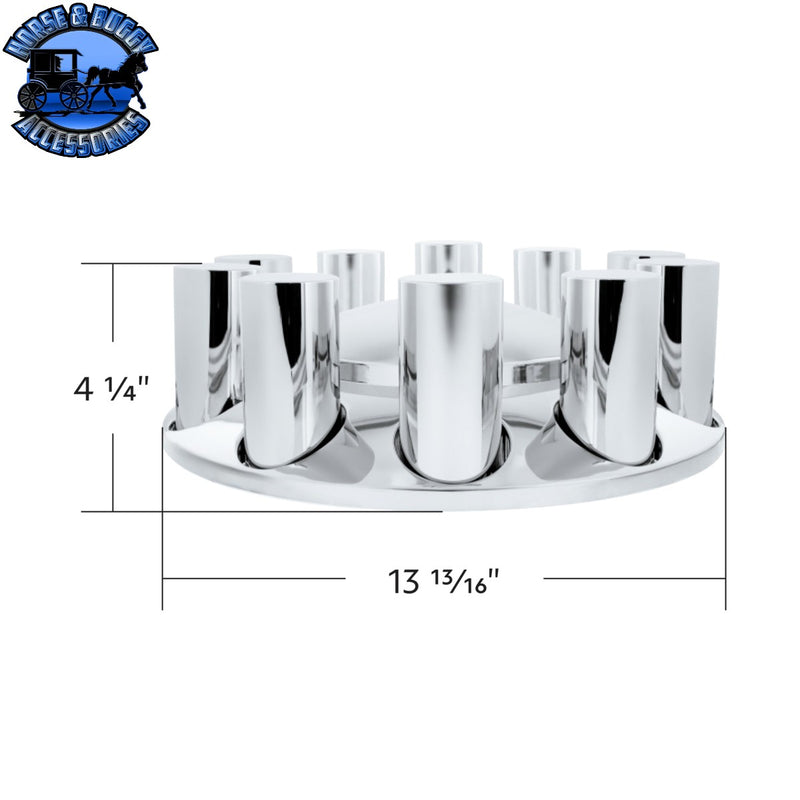 UP-10375 Chrome Plastic Dome Front Axle Cover With 33mm Standard Thread-On Tall Cylinder Nut Covers