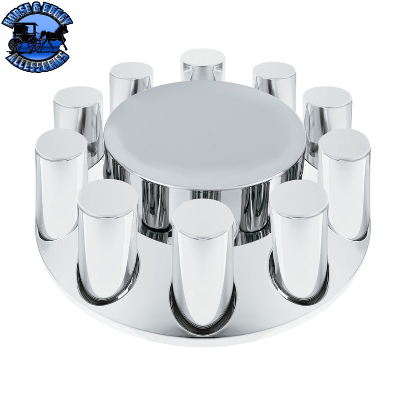 UP-10376 Chrome Plastic Flat Top Front Axle Cover With 33mm Standard Thread-On Tall Cylinder Nut Covers