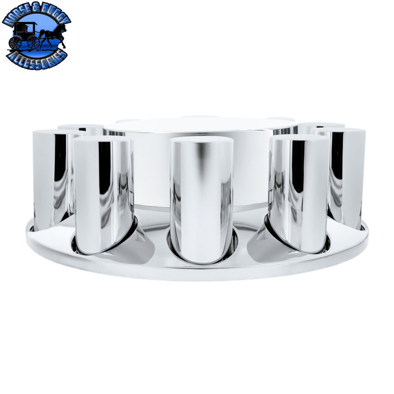 UP-10376 Chrome Plastic Flat Top Front Axle Cover With 33mm Standard Thread-On Tall Cylinder Nut Covers