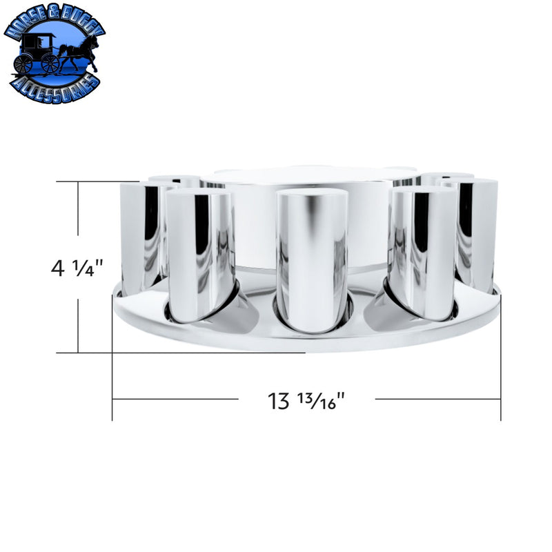 UP-10376 Chrome Plastic Flat Top Front Axle Cover With 33mm Standard Thread-On Tall Cylinder Nut Covers