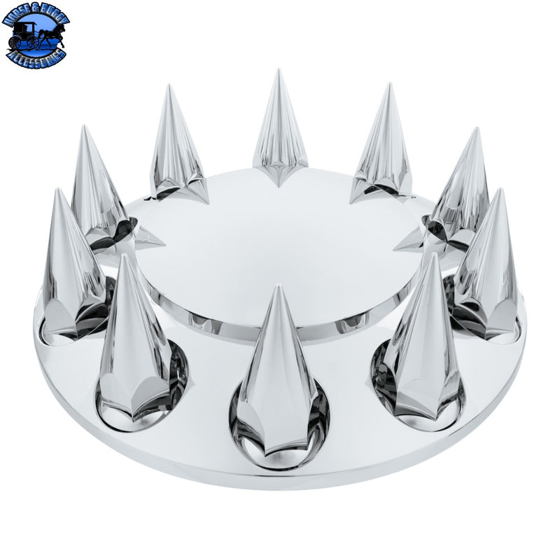 UP-10379 Dome Front Axle Cover With 33mm x 4¾" Super Spike Push-On Nut Covers - Chrome