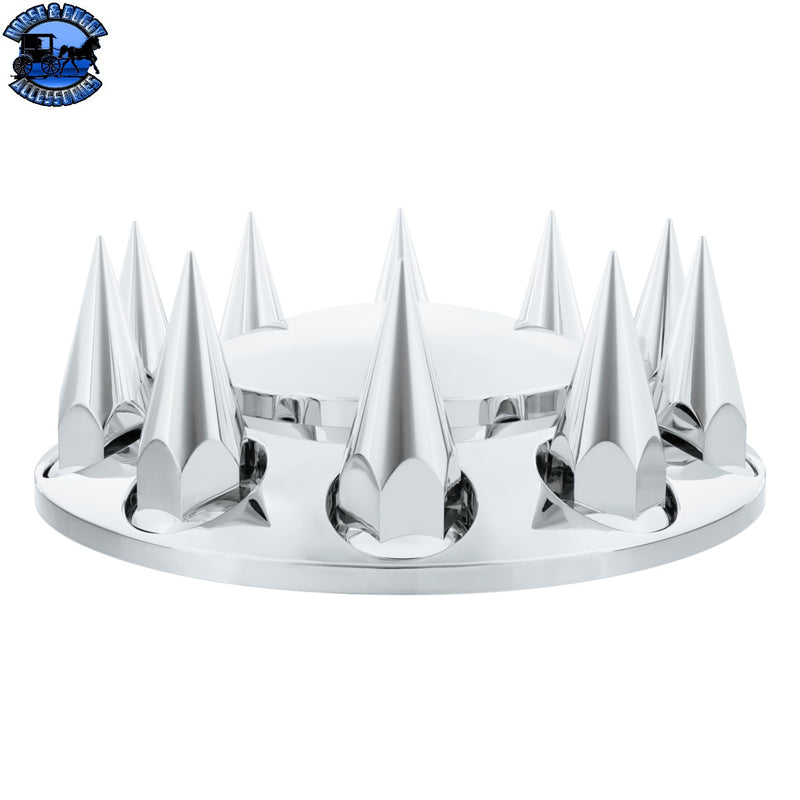 UP-10379 Dome Front Axle Cover With 33mm x 4¾" Super Spike Push-On Nut Covers - Chrome