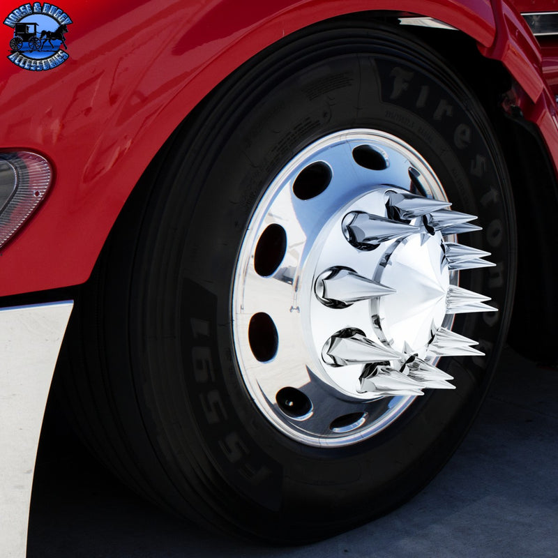 UP-10379 Dome Front Axle Cover With 33mm x 4¾" Super Spike Push-On Nut Covers - Chrome