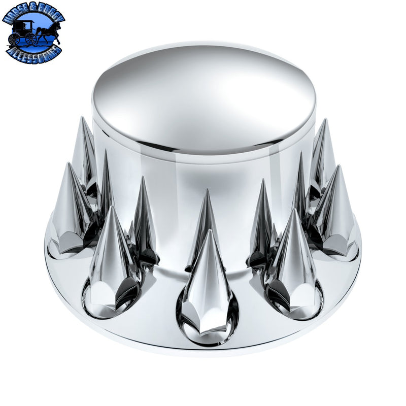 UP-10380 Dome Rear Axle Cover With 33mm x 4-3/4" Super Spike Push-On Nut Covers - Chrome