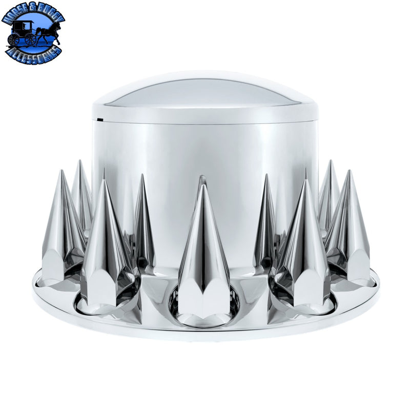 UP-10380 Dome Rear Axle Cover With 33mm x 4-3/4" Super Spike Push-On Nut Covers - Chrome