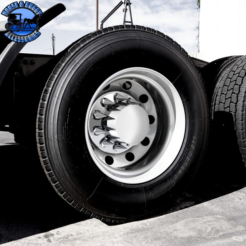 UP-10380 Dome Rear Axle Cover With 33mm x 4-3/4" Super Spike Push-On Nut Covers - Chrome