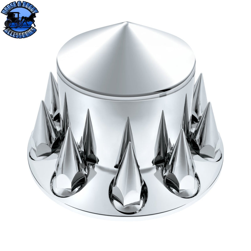 UP-10381 Pointed Rear Axle Cover With 33mm x 4-3/4" Super Spike Push-On Nut Covers - Chrome