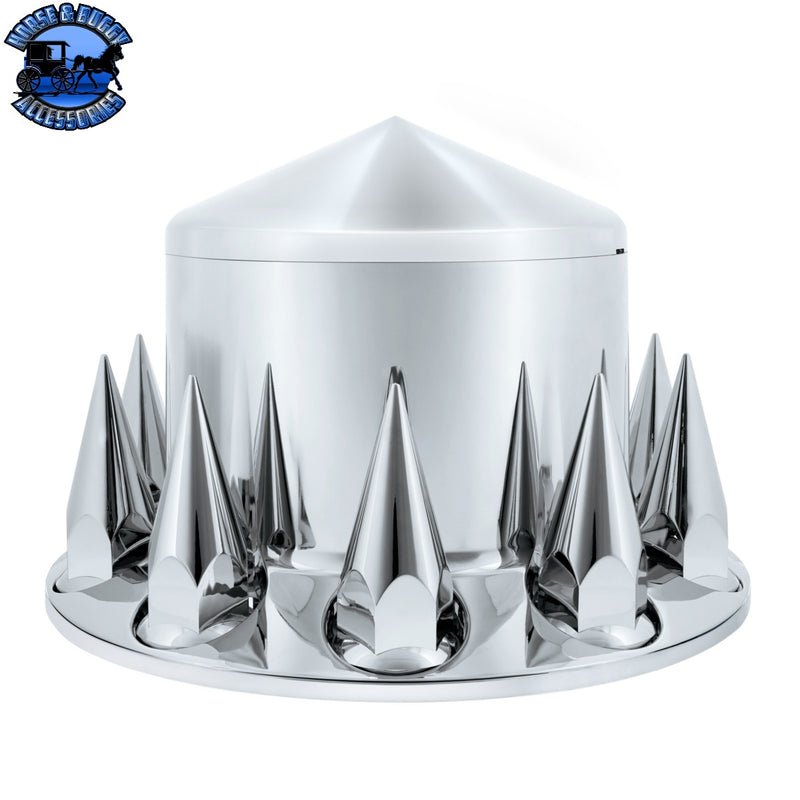 UP-10381 Pointed Rear Axle Cover With 33mm x 4-3/4" Super Spike Push-On Nut Covers - Chrome