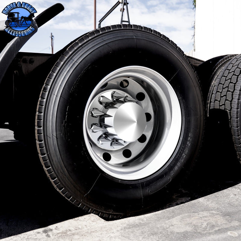 UP-10381 Pointed Rear Axle Cover With 33mm x 4-3/4" Super Spike Push-On Nut Covers - Chrome
