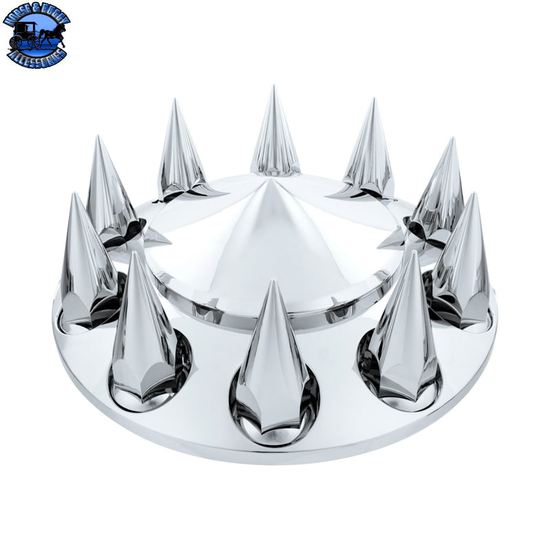 UP-10382 Pointed Front Axle Cover With 33mm x 4-3/4" Super Spike Push-On Nut Covers - Chrome