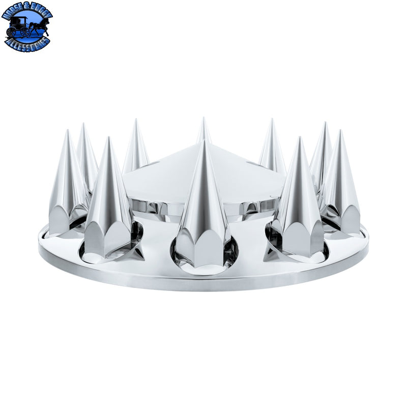 UP-10382 Pointed Front Axle Cover With 33mm x 4-3/4" Super Spike Push-On Nut Covers - Chrome