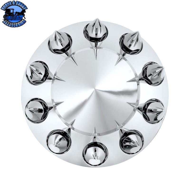 UP-10382 Pointed Front Axle Cover With 33mm x 4-3/4" Super Spike Push-On Nut Covers - Chrome