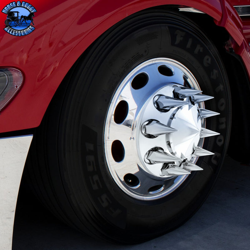 UP-10382 Pointed Front Axle Cover With 33mm x 4-3/4" Super Spike Push-On Nut Covers - Chrome