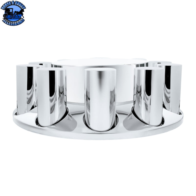 UP-10383 Chrome Plastic Flat Top Axle Cover Combo Kit With 33mm X 4-1/4" Standard Thread-On Tall Cylinder Nut Covers