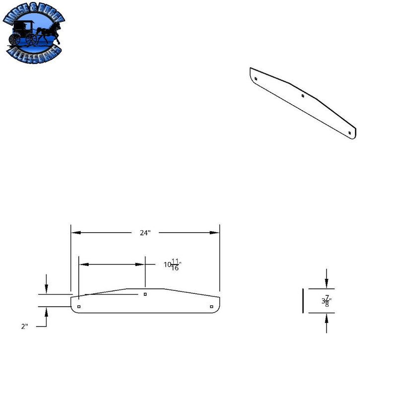 4" X 24" Chrome Standard Bottom Mud Flap Plate - Bolt Thru (Choose Quantity) Mud Flap Plate Single,Card of 2,Box of 2 Dark Slate Gray