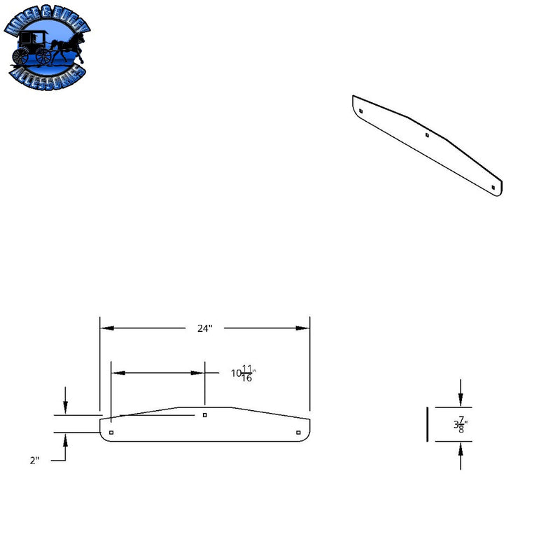 4" X 24" Chrome Standard Bottom Mud Flap Plate - Bolt Thru (Choose Quantity) Mud Flap Plate Single,Card of 2,Box of 2 Dark Slate Gray