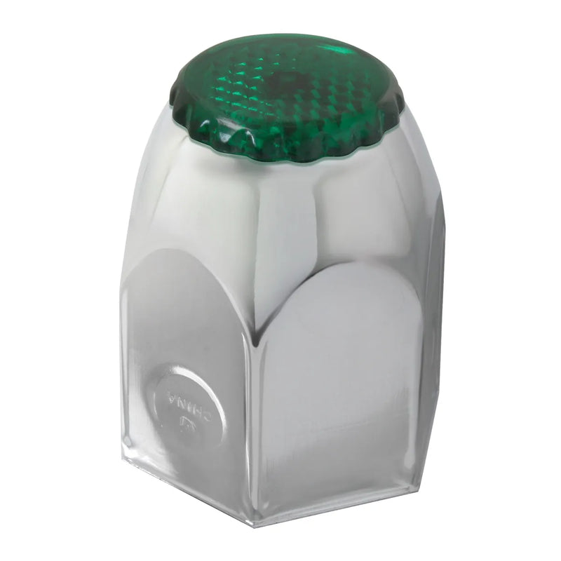 CR. STEEL PUSH-ON NUT CVR 1.5"X2" W/GREEN REFLECTOR Gray