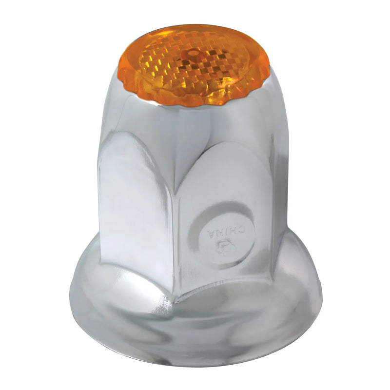 #10490 (amber) Classic Reflector Chrome Steel Push-On Lug Nut Cover w/ Flange lug nut Gray