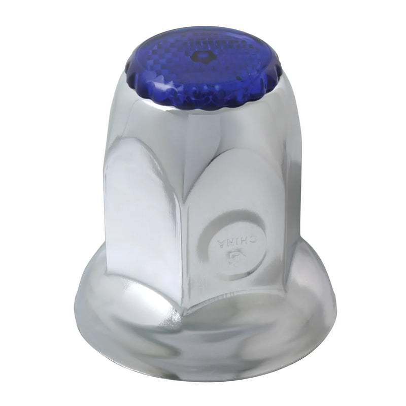 #10491 (blue) Classic Reflector Chrome Steel Push-On Lug Nut Cover w/ Flange lug nut Dark Gray