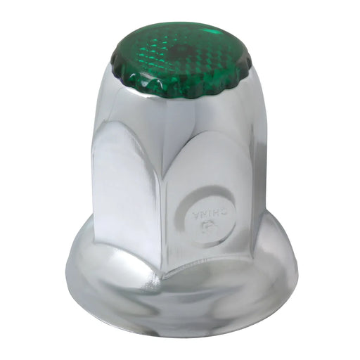 #10492 (green) Classic Reflector Chrome Steel Push-On Lug Nut Cover w/ Flange lug nut Gray