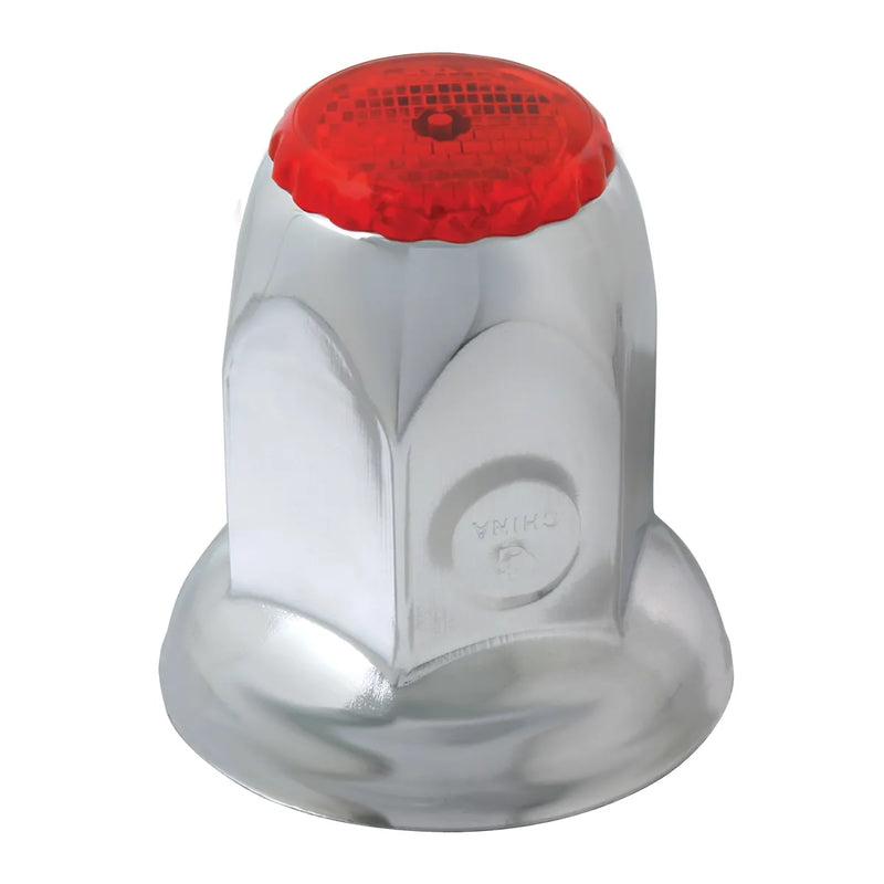 #10494 (red) Classic Reflector Chrome Steel Push-On Lug Nut Cover w/ Flange lug nut Gray