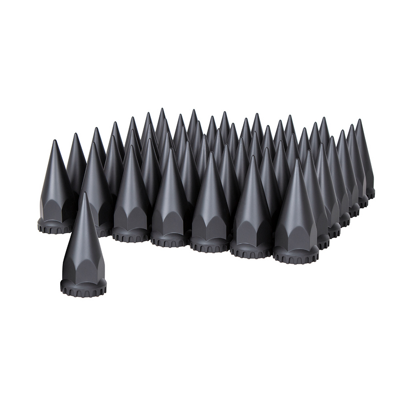 Cubiertas para tuercas de pico con brida, color negro mate, 33 mm x 4-3/4", roscadas (paquete de 60)