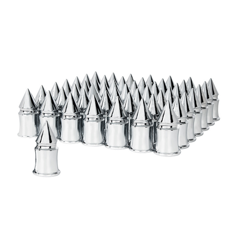 33mm X 4-3/8" Chrome Plastic V-Spike Nut Covers - Thread-On (60-Pack)