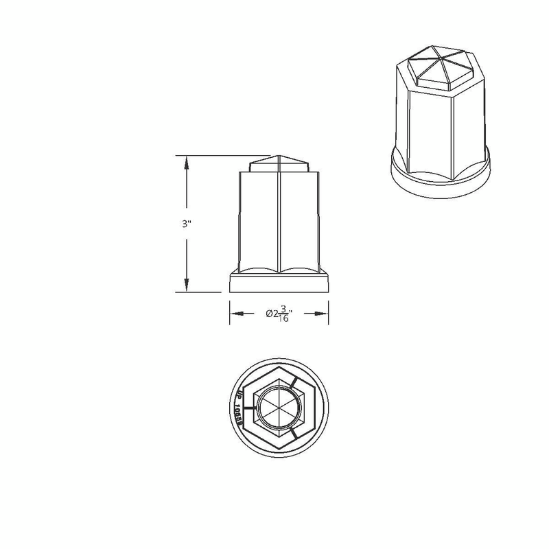 Cubierta de tuerca roscada estilo hexagonal de plástico cromado de 33 mm x 3" de alto