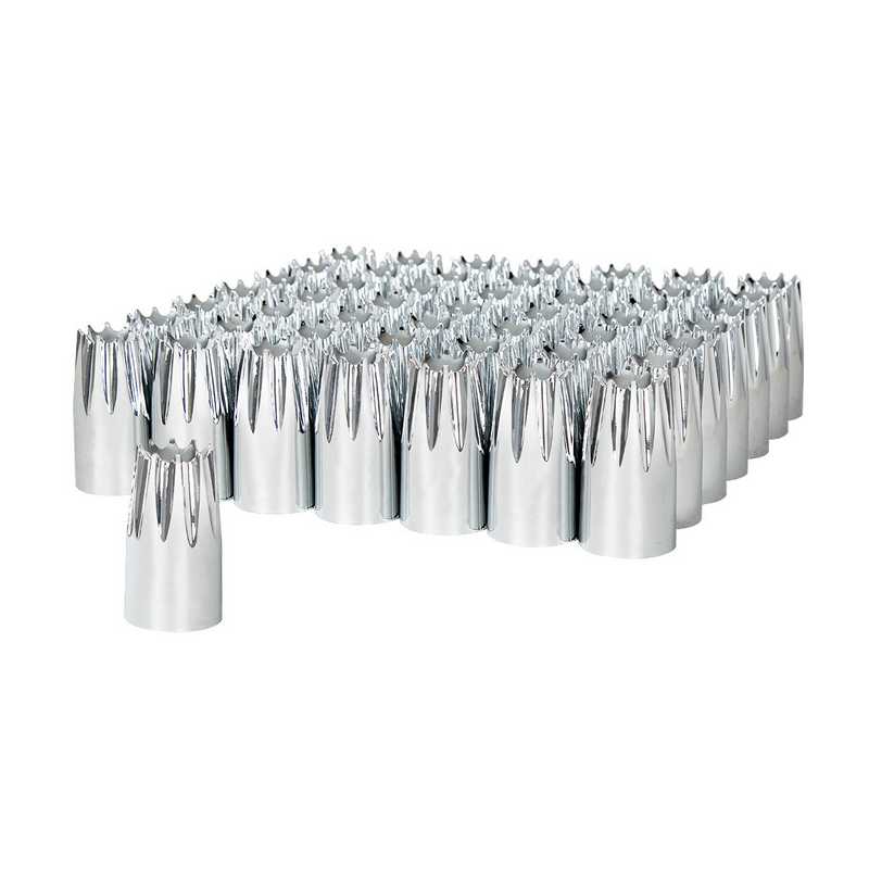 Cubiertas para tuercas de corona de plástico cromado, 33 mm x 3-3/4", roscadas (paquete de 60)