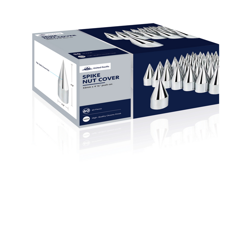 Cubiertas para tuercas de púas de plástico cromado de 33 mm x 4-1/8" - A presión (paquete de 60)