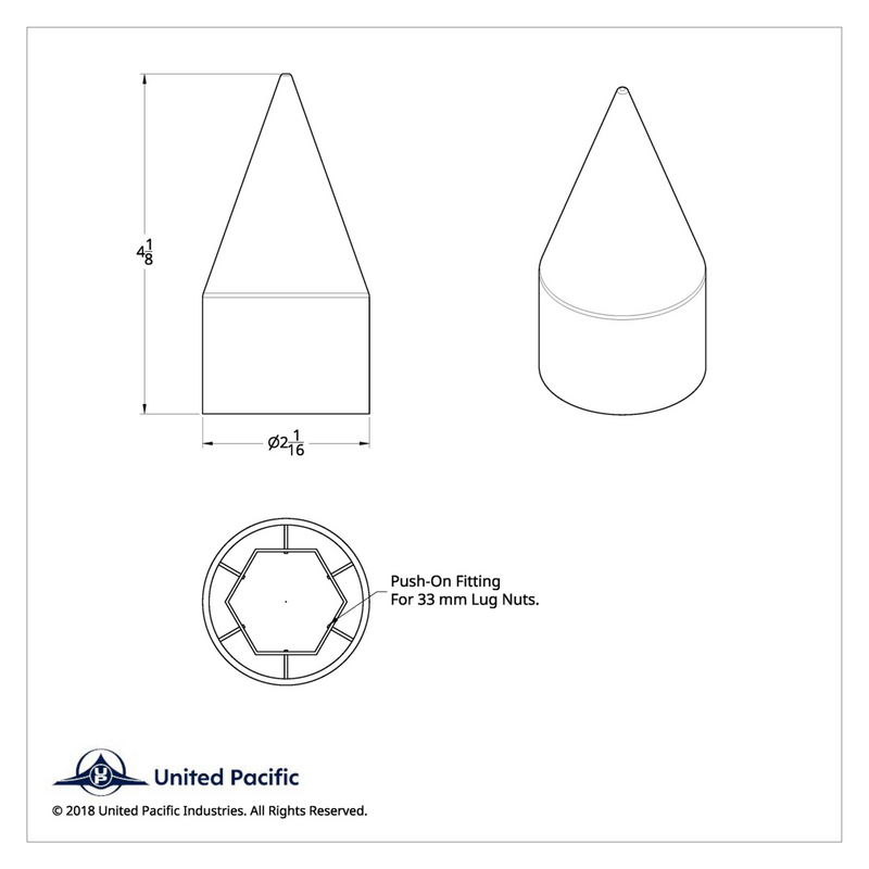 Cubiertas para tuercas de púas de plástico cromado de 33 mm x 4-1/8" - A presión (paquete de 60)