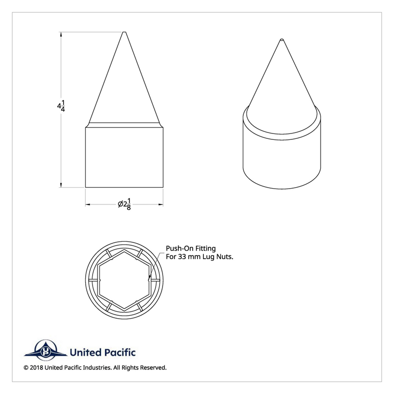 Cubierta de tuerca de aguja de plástico cromado de 33 mm x 4-1/4" - A presión (a granel)