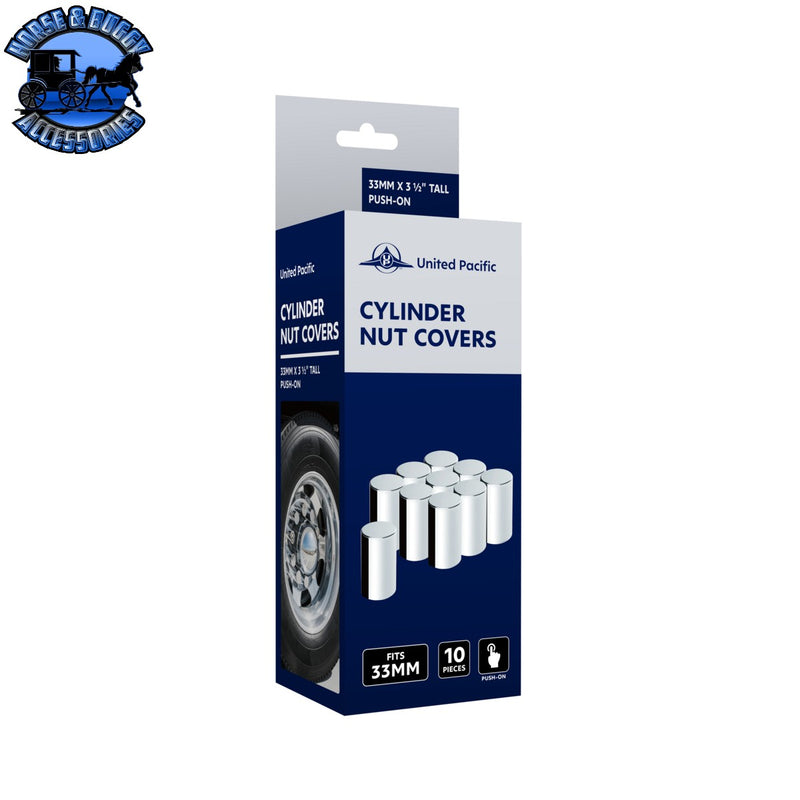 UP-10568 33mm x 3-1/2" Chrome Plastic Cylinder Nut Cover - Push-On (10-Pack)