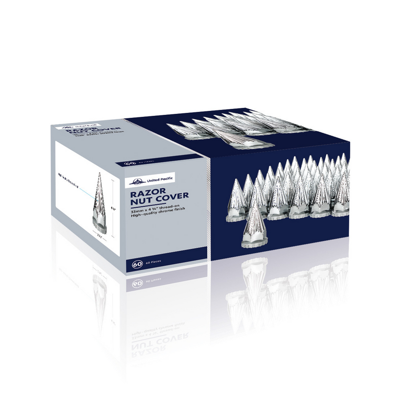 Cubiertas para tuercas de afeitar de plástico cromado de 33 mm x 4-3/4" con brida - Roscadas (paquete de 60)