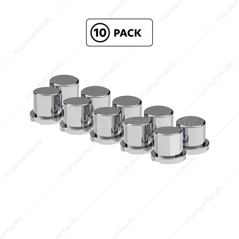 Chrome Plastic Flat Top Nut Covers - Push-On (10-Pack)