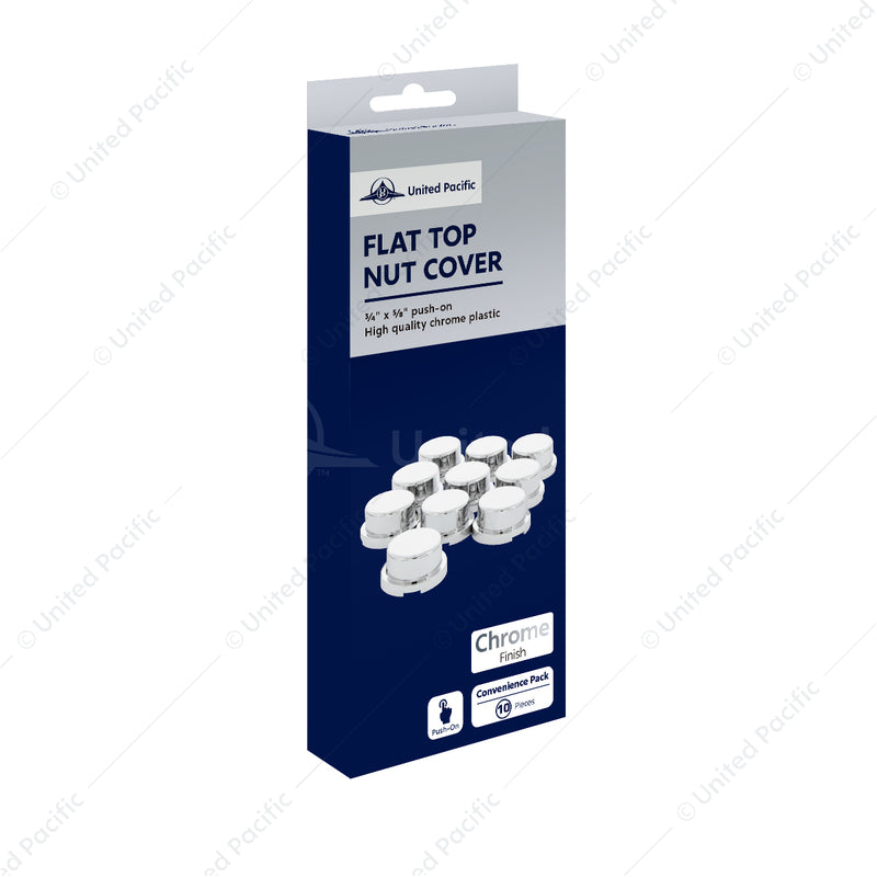 Chrome Plastic Flat Top Nut Covers - Push-On (10-Pack)