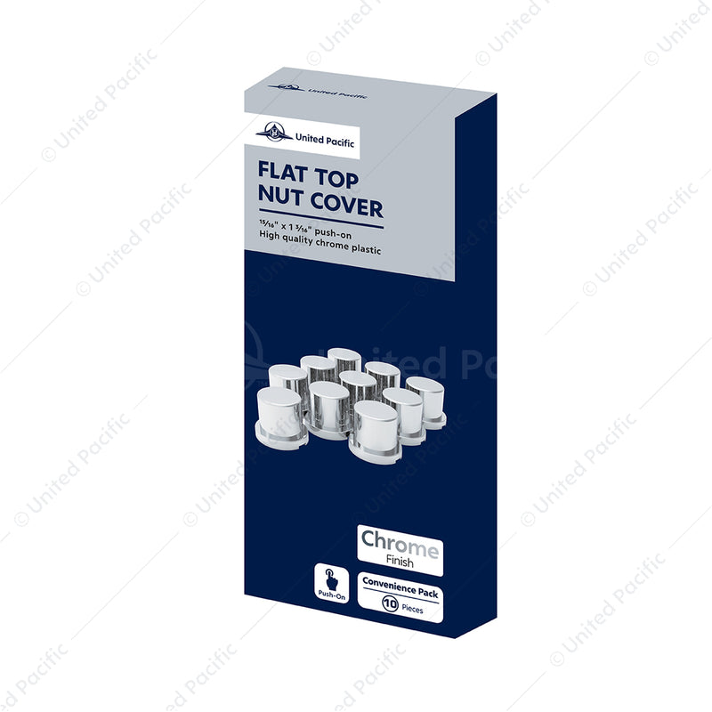Chrome Plastic Flat Top Nut Covers - Push-On (10-Pack)