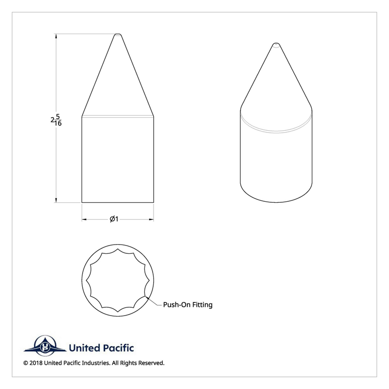 Cubierta de tuerca de púa de plástico cromado de 3/4" X 2-5/16" - A presión (a granel)