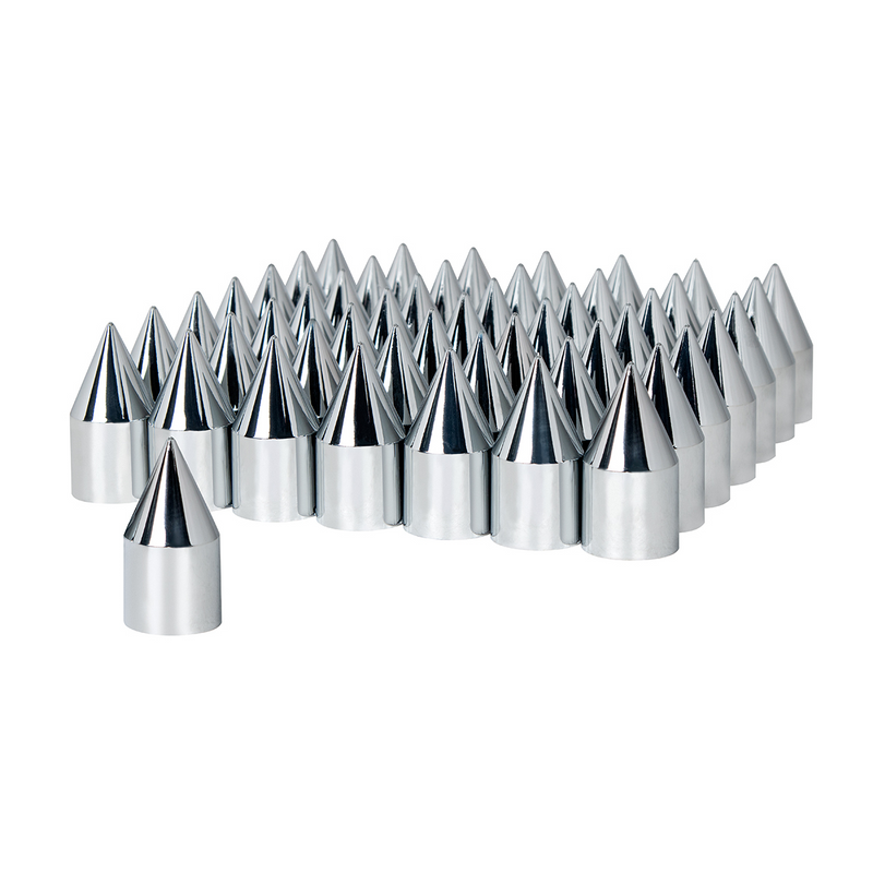 Cubiertas para tuercas de púas de plástico cromado de 33 mm x 3-1/8" - A presión (paquete de 60)
