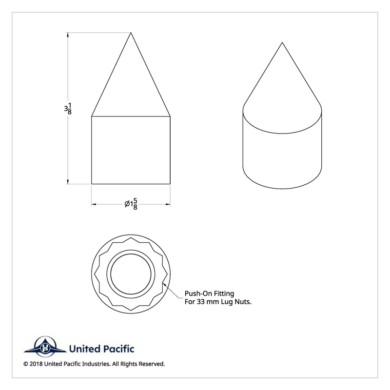 Cubiertas para tuercas de púas de plástico cromado de 33 mm x 3-1/8" - A presión (paquete de 60)