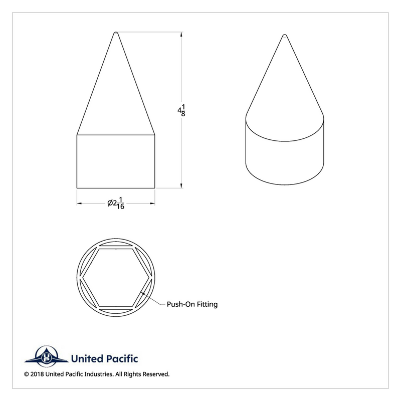 UP-10770B Cubierta de tuerca de púa de plástico cromado de 1-1/2" x 4-1/8" - A presión (a granel)